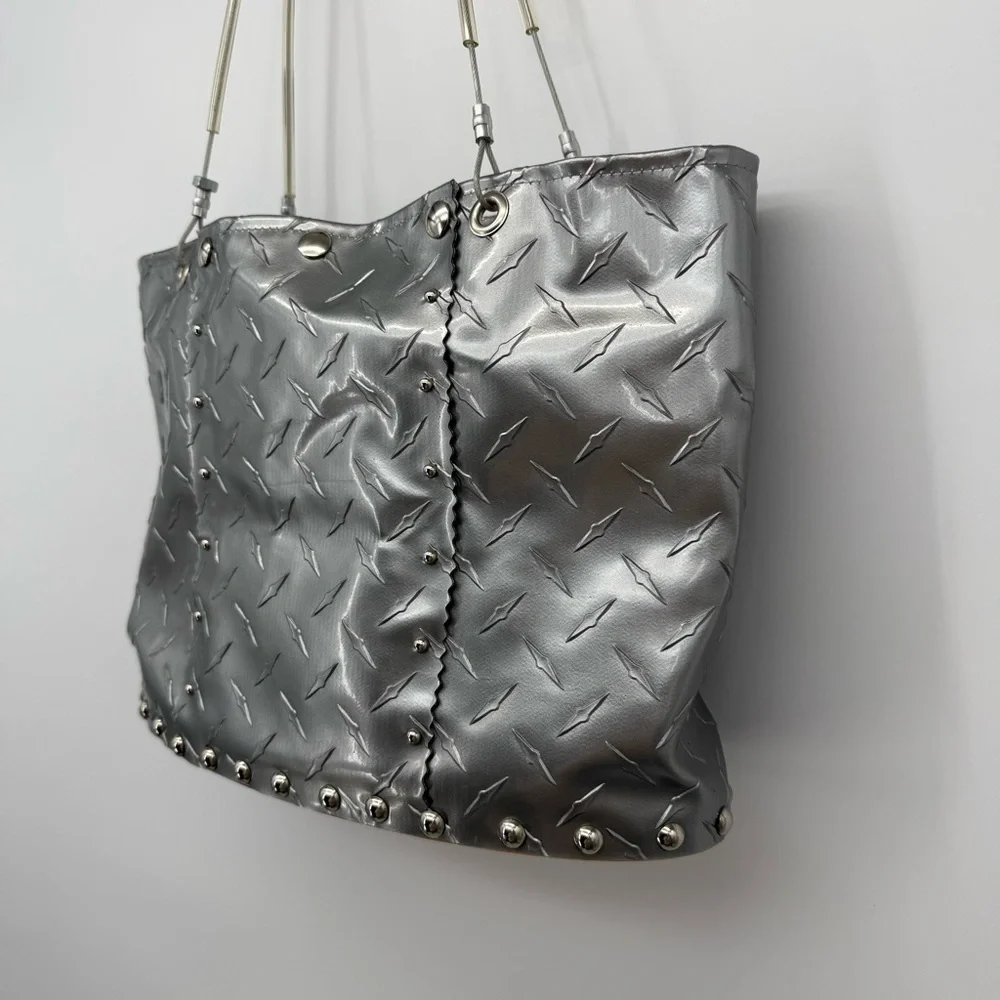 Hardwear by Renee Silver Handmade Industrial Tote Bag Repurposed Studded Bag